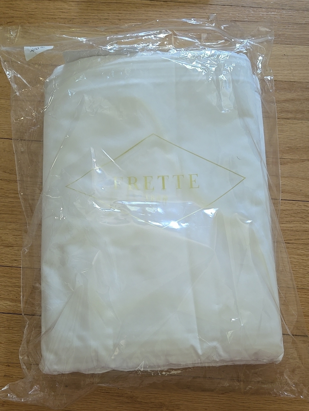 Frette White Duvet Cover with Gold Logo 400 TC